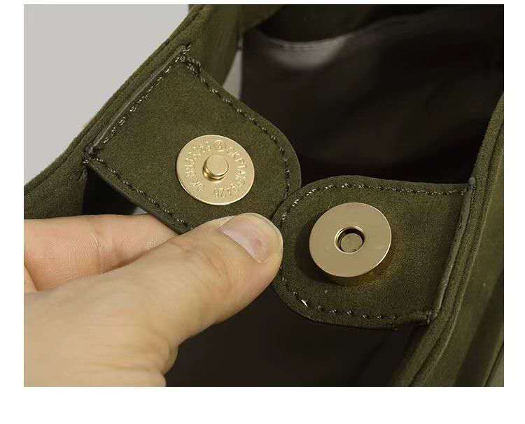 OLIVE GREEN SUEDE TOTE BAG