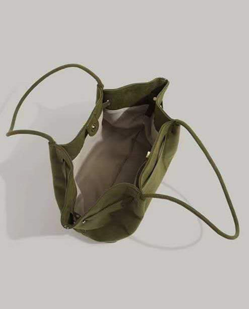 OLIVE GREEN SUEDE TOTE BAG
